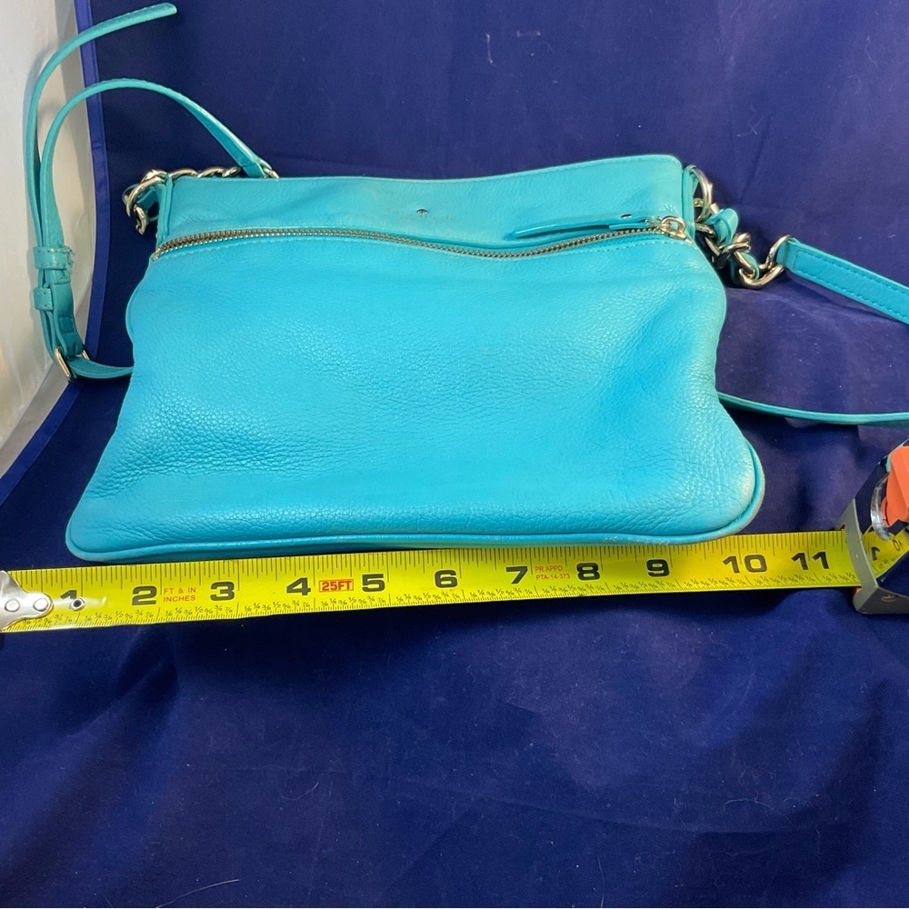 Kate Spade Butter Soft Turquoise Pebble Leather Crossbody Bag Silver Accents - Picture 13 of 14